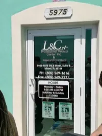 Exterior of L&amp;C Professional Medical Center, immigration medical exam clinic in Miami, Florida